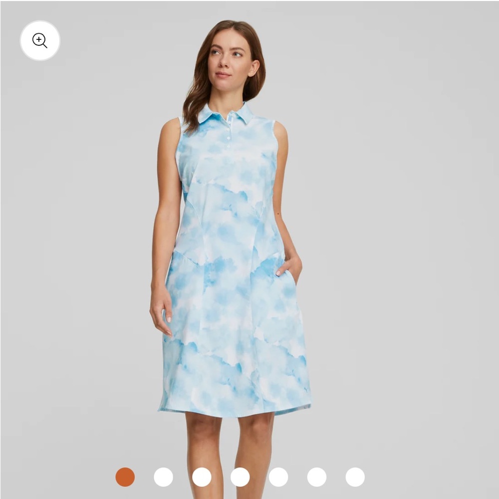 Puma Light Blue and White Sleeveless Midi Dress
